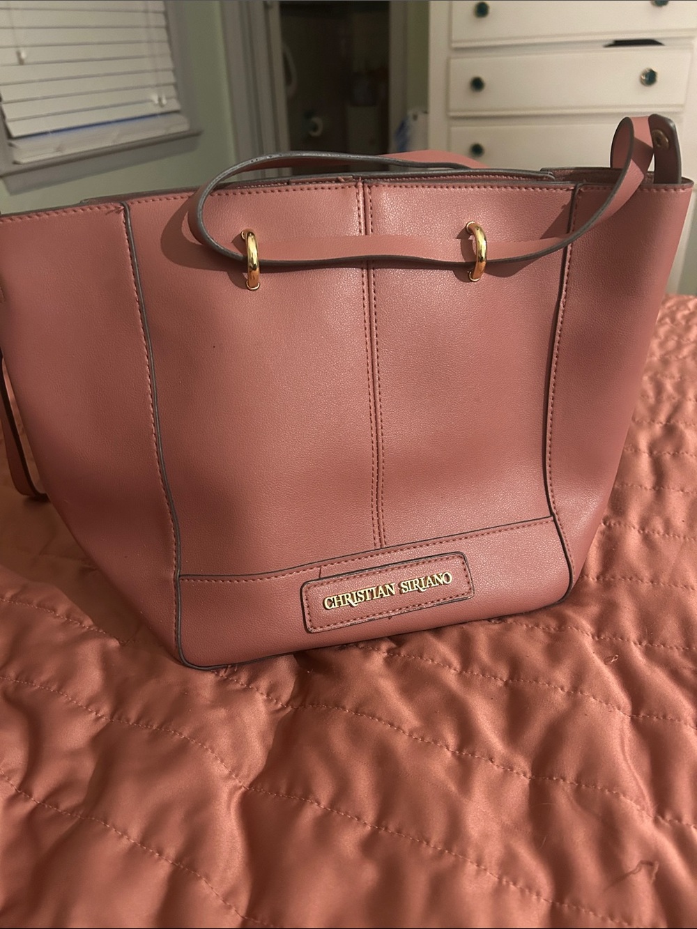 Christian Siriano Rose Pink Tote with Gold Hardware